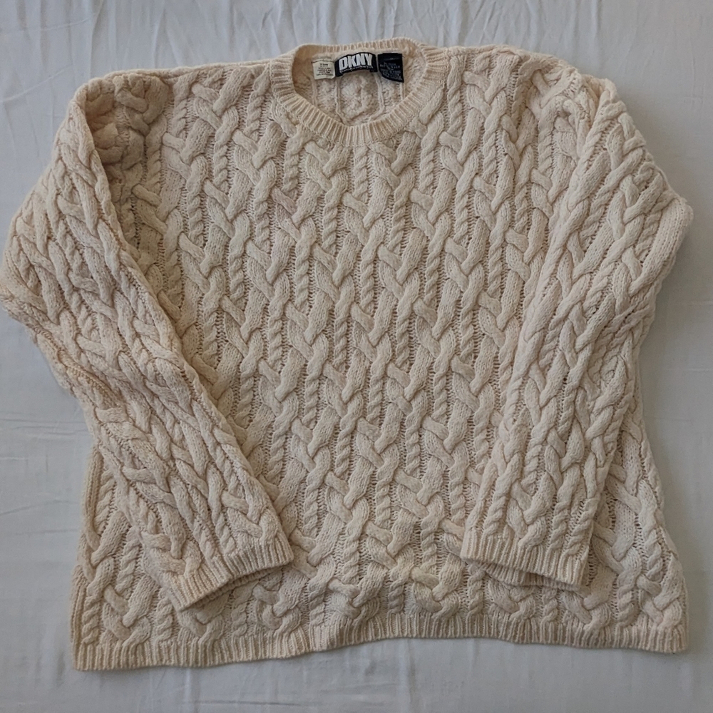 Vintage DKNY wool cable sweater Made in USA